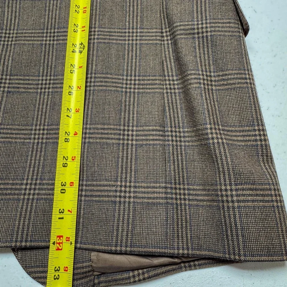 Jos A Bank Signature Blazer Mens‎ 44L Brown Plaid 100% Wool Sport Coat Jacket